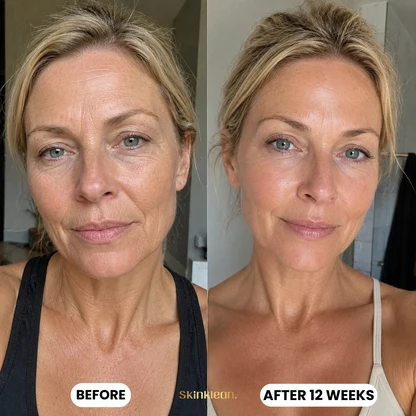 Customer before and after 12 weeks of SkinKlean collagen mask