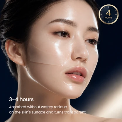 Woman wearing the SkinKlean sheet mask — leave on 3 to 4 hours