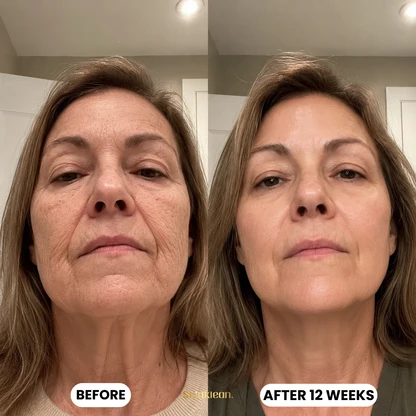 Customer before and after 12 weeks of SkinKlean collagen mask